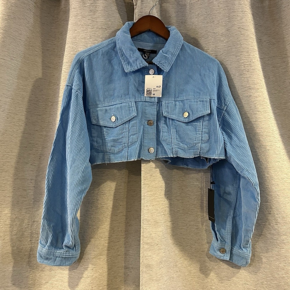 BDG Carissa Cropped Denim Trucker‎ Jacket In Blue Size Medium NWT